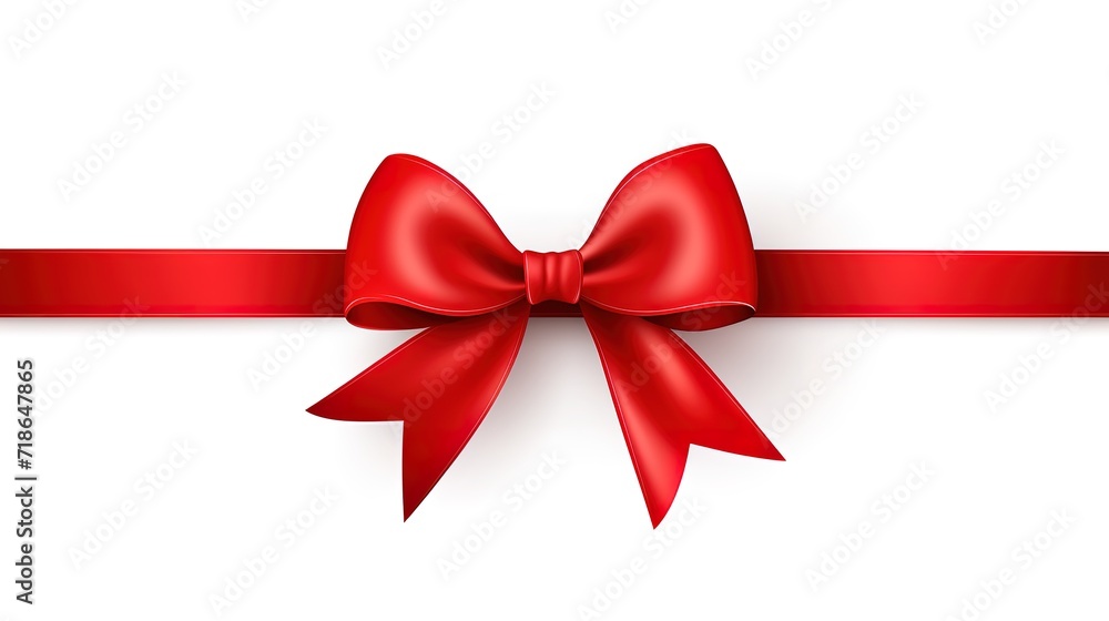Red ribbon in photo on white background. generative AI Red ribbon in photo on white background. generative AI