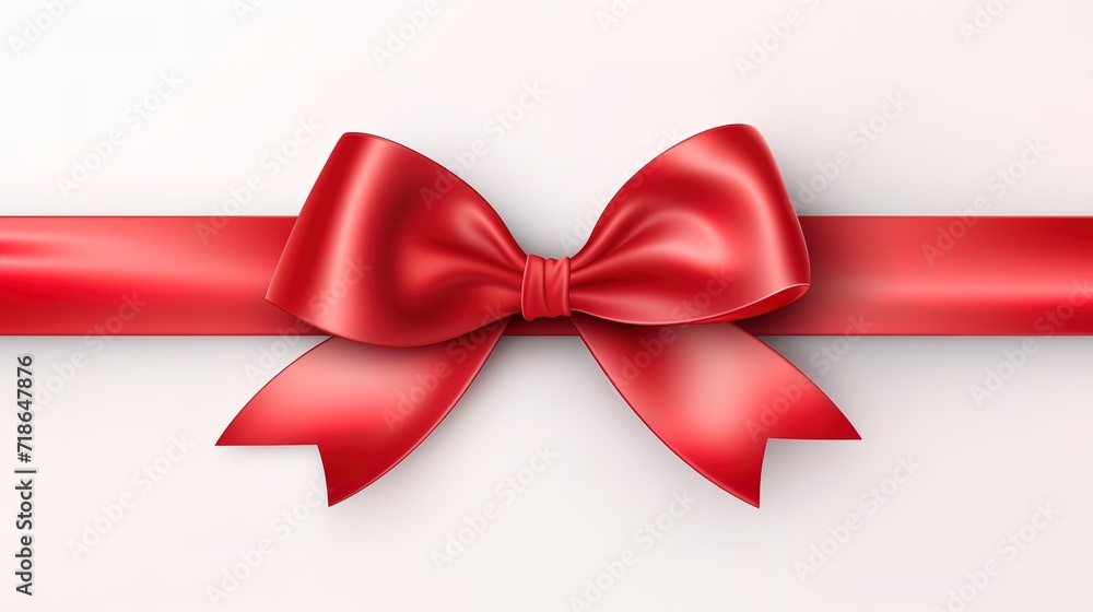 Red ribbon in photo on white background. generative AI Red ribbon in photo on white background. generative AI