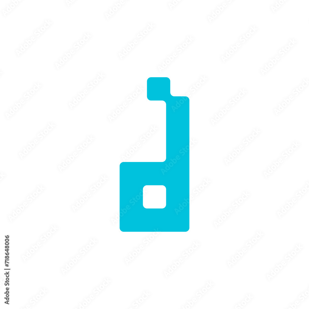 letter d in transparent background technology style