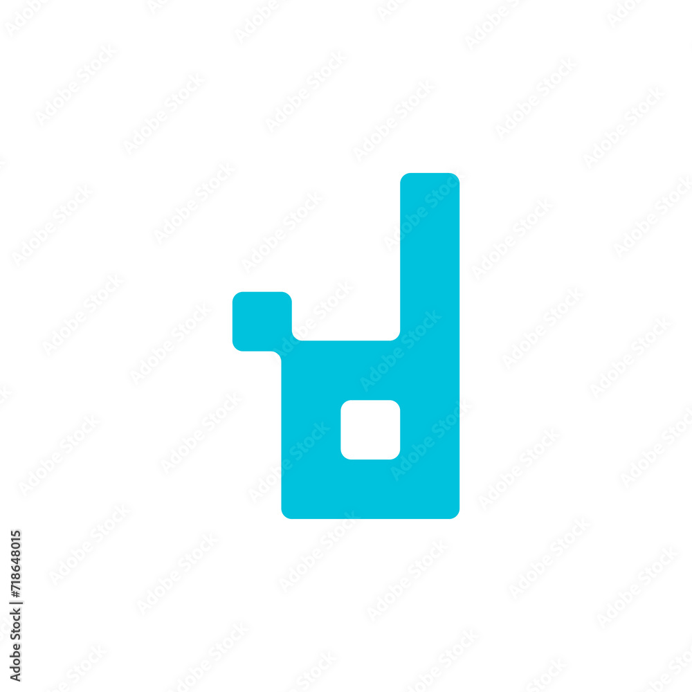 letter d in transparent background technology style in blue color