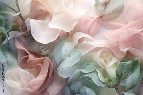 Flower petals in pastel tone with blurred style for background pattern texture. Generative Ai photo