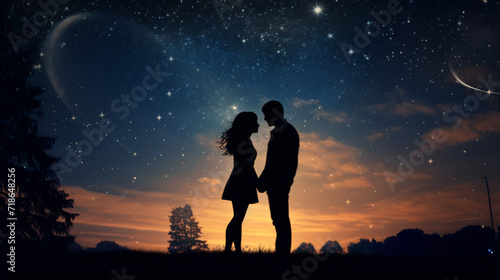 Silhouette of young couple