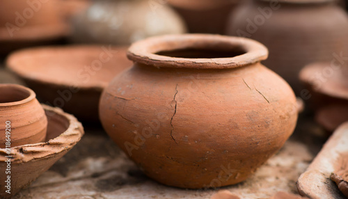 Authentic, antique clay pot.