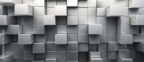 Captivating abstract texture featuring a metallic silver 3D wall with geometric squares and square cubes, ideal for creating a modern and textured background, Ai Generated.