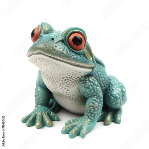 An image showcasing a frog, sharply contrasted by a pure white backdrop, Ai Generated