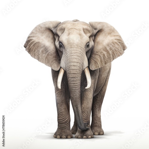 A detailed image of an elephant, set in sharp relief by a white backdrop, Ai Generated