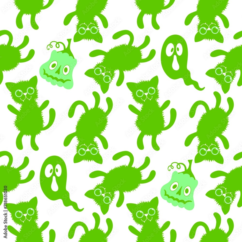 Halloween cats seamless cartoon animals pattern for wrapping paper and fabrics and linens and kids Halloween cats seamless cartoon animals pattern for wrapping paper and fabrics and linens and kids