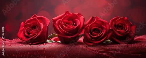 Red roses in the photo with a bokeh effect background. generative AI