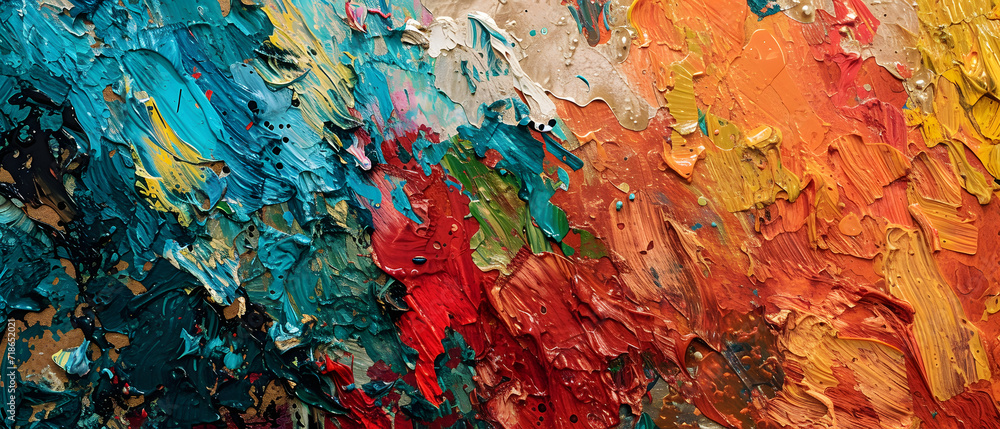 Colorful Abstract Painting With Multiple Paint Colors