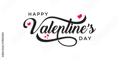 Happy Valentines Day typography poster with handwritten calligraphy text, isolated on white background.