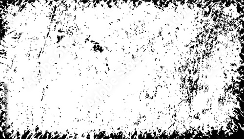 Black and White Grunge Vector frame, distressed texture border.