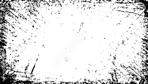 Black and White Grunge Vector frame, distressed texture border.