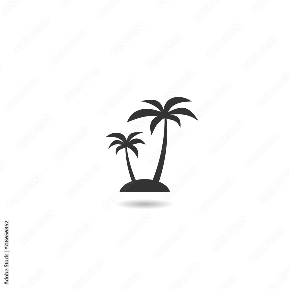 Palm tree island icon with shadow