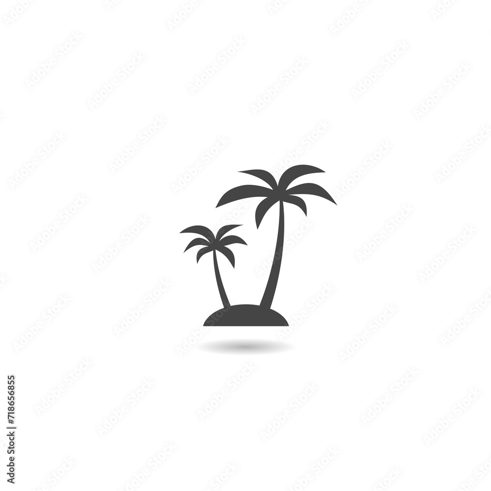 Palm tree island icon with shadow