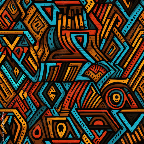 African Pattern Barkcloth Afro Art photo