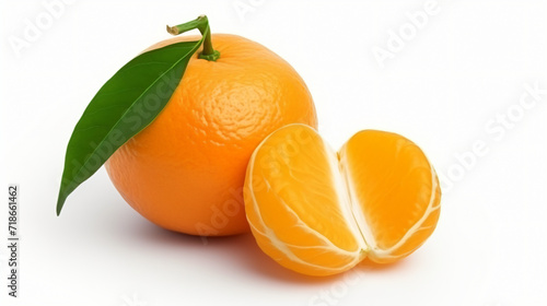 Fresh mandarin with peeled kashrut on a white background