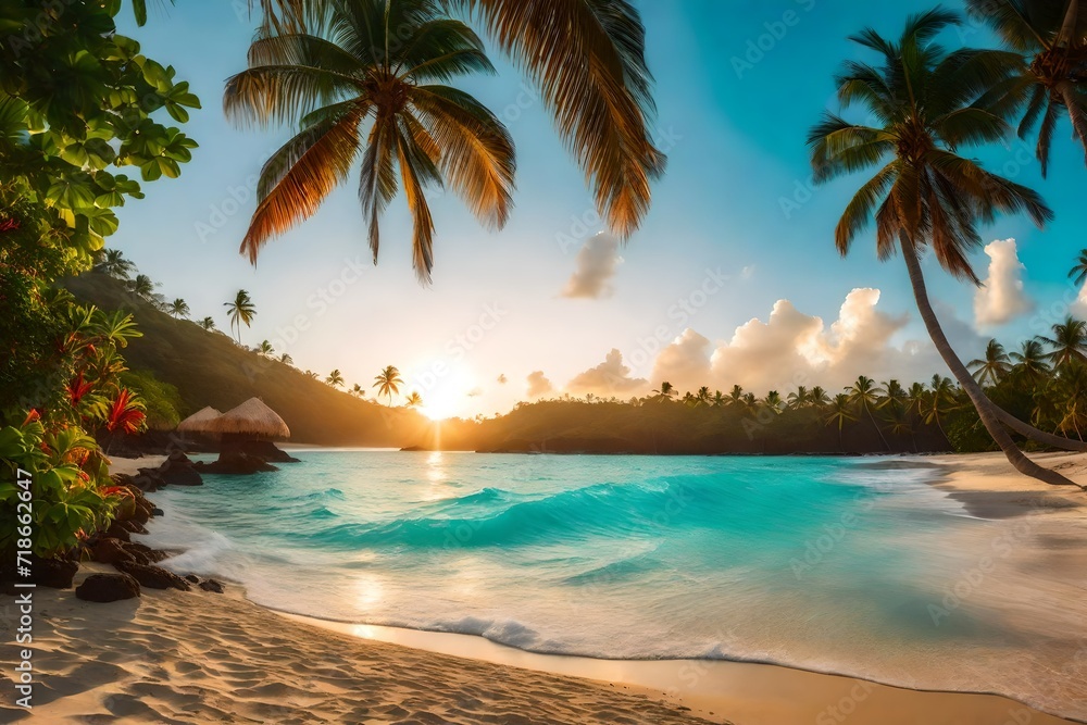 beach with coconut trees