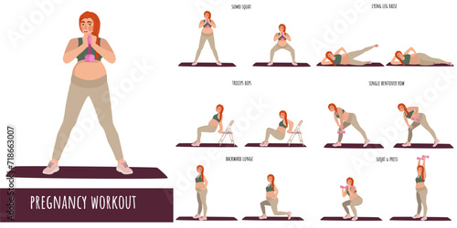 Young pregnant woman fitness workout set