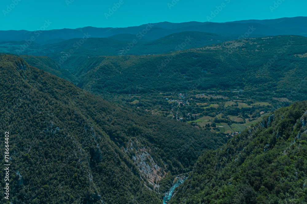 Kanjon unca viewed from above, small river close to Martin Brod in Bosnia and Hercegovina, known also for nice waterfalls on Una river and Manastir Rmanj