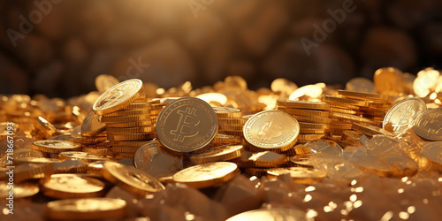 Huge Pile Of Gold Coins Background .