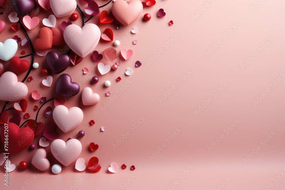 Love's Journey Pink and Red Hearts Soar with Copy Space for Design Love's Journey Pink and Red Hearts Soar with Copy Space for Design