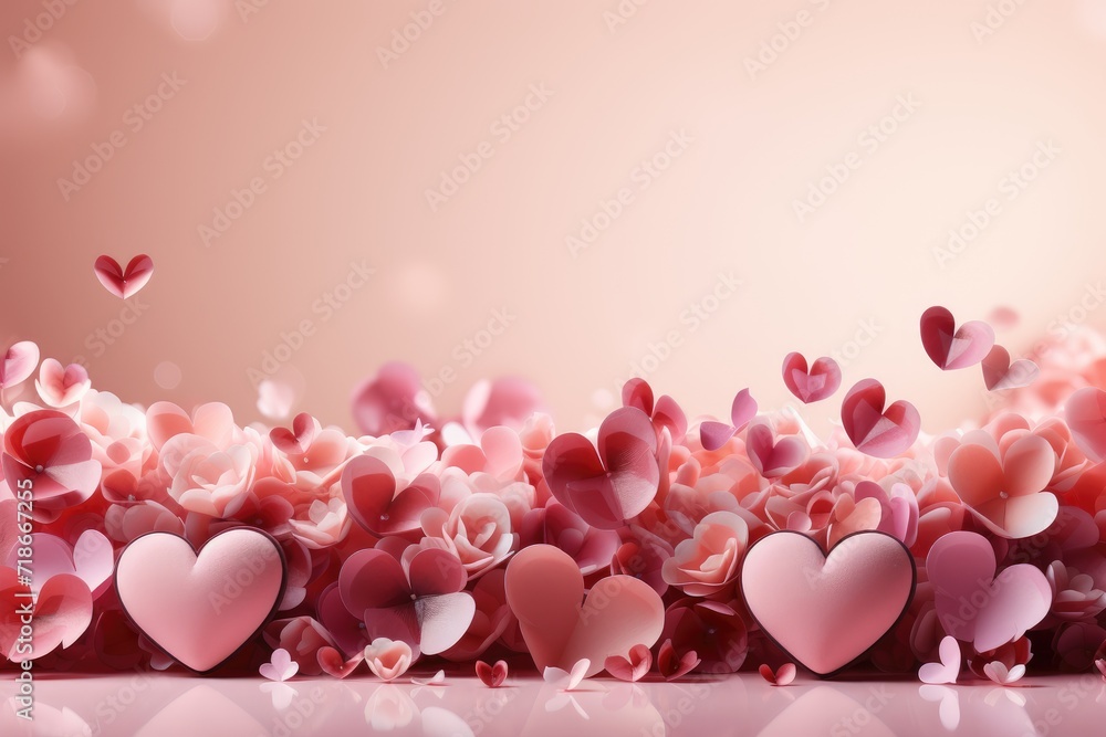 Love's Journey Pink and Red Hearts Soar with Copy Space for Design Love's Journey Pink and Red Hearts Soar with Copy Space for Design