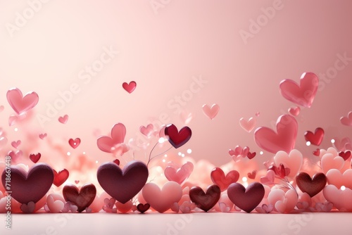 Hearts Alight: Romantic Valentine's Concept with Pink and Red Illustration