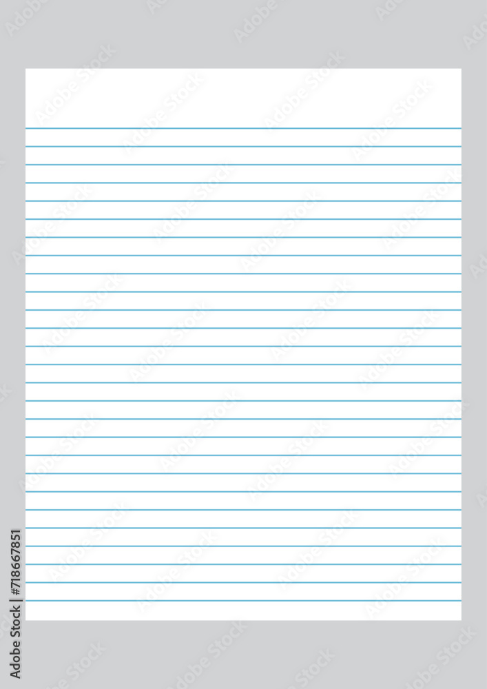 Blue Lined Paper. Notebook lined paper . white paper with blue line .1234 Blue Lined Paper. Notebook lined paper . white paper with blue line .1234