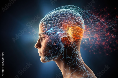 Human brain deep learning memory processes. Long-term memory stores information, short-term memory handles stimuli. Mind processes information through firing of neurons, MRI Scan, Studying and Reading