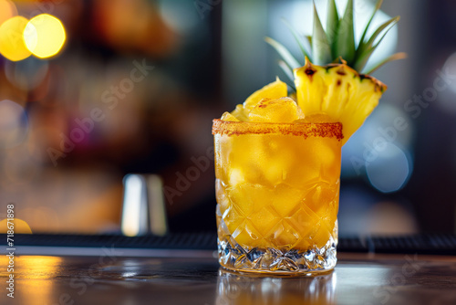 Pineapple cocktail on bar