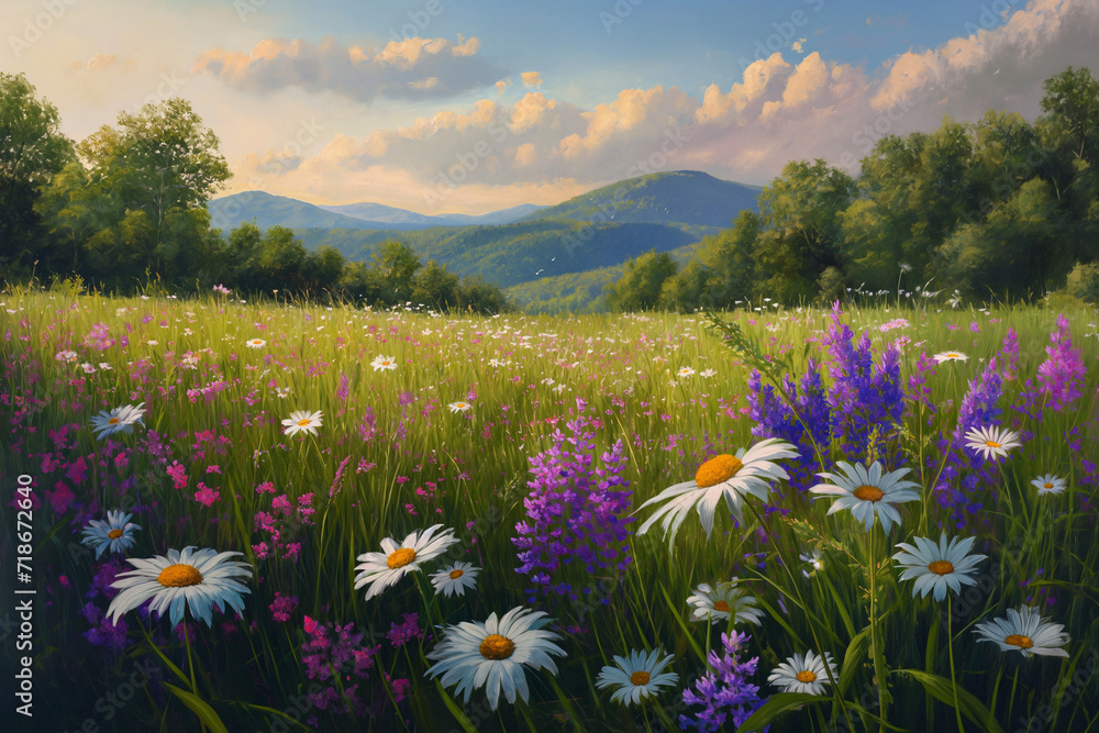 Fototapeta premium Blooming wildflowers in the field