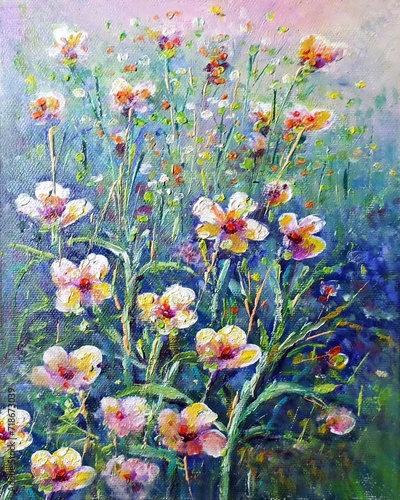 Fototapeta Naklejka Na Ścianę i Meble -  Original oil painting abstract color petal flower	