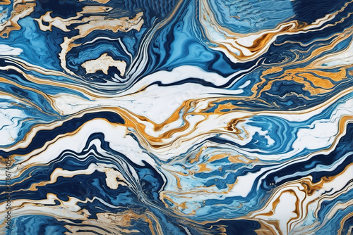 Blue gold marble texture background