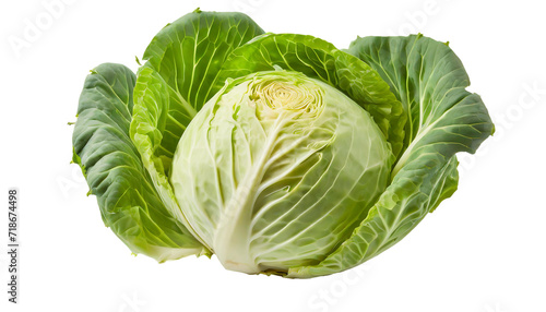 Cabbage isolated on a transparent background. Green cabbage. Vegetarian food.