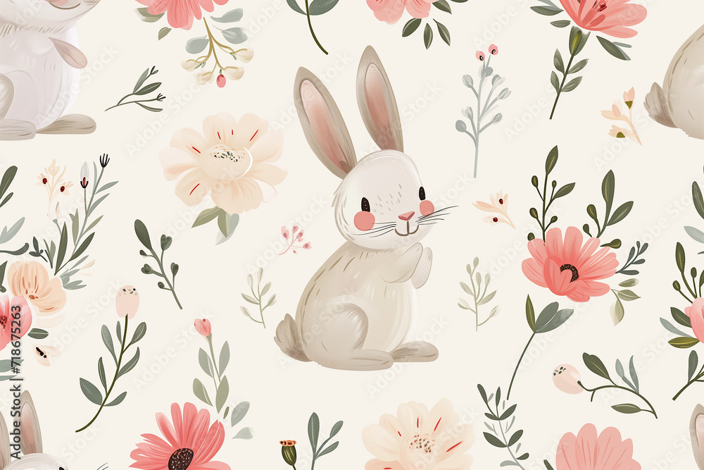cute background with rabbits cute background with rabbits