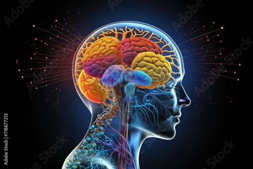 Brain regions: hippocampus, amygdala, frontal, parietal, temporal, occipital lobes, Broca's and Wernicke's areas, corpus callosum, basal ganglia. Neurotransmitters include glutamate GABA amino acid