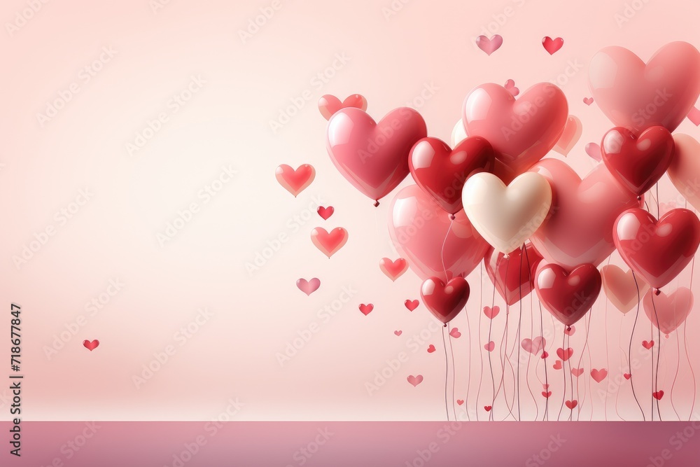 Sweet Embrace Soft Pink Background Adorned with Floating Hearts