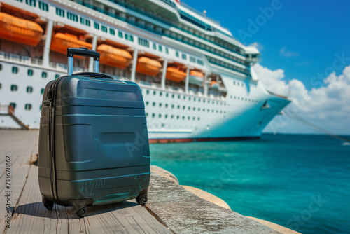 a suitcase on the background of a cruise ship © Alexander