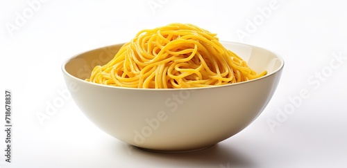 bowl of pasta on white background. generative AI