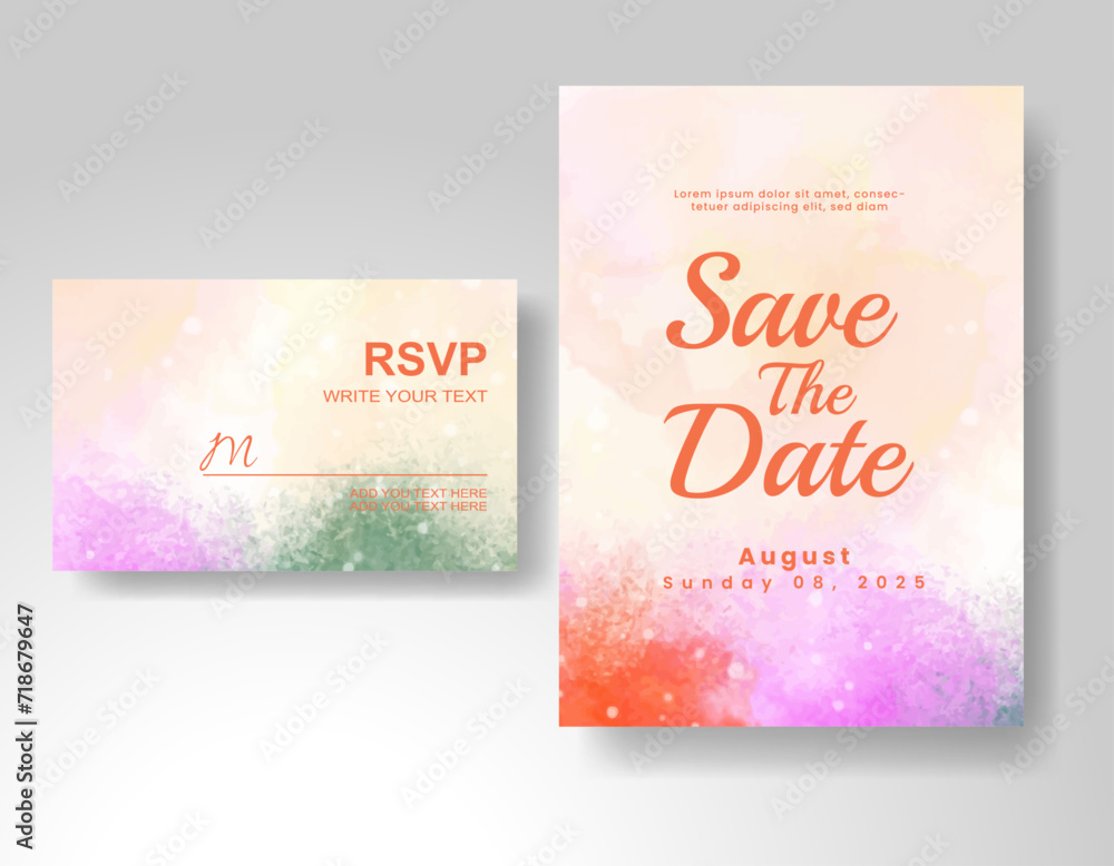 Wedding invitation with abstract watercolor background Wedding invitation with abstract watercolor background