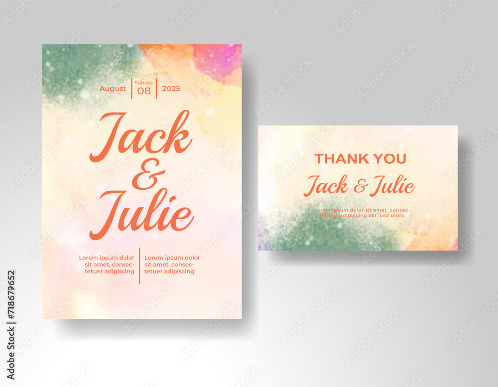 Wedding invitation with abstract watercolor background Wedding invitation with abstract watercolor background