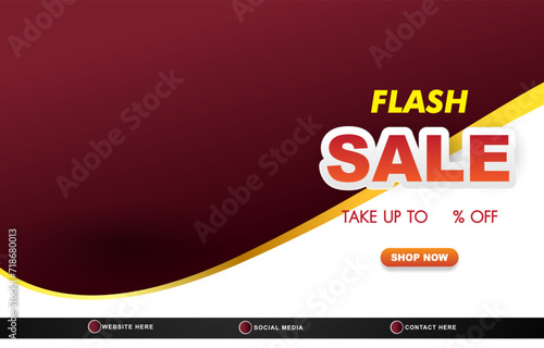 flash sale discount template banner with copy space for product sale with abstract gradient red and white background design