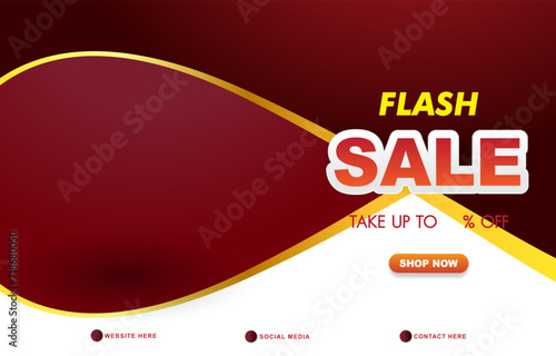 flash sale discount template banner with copy space for product sale with abstract gradient red and white background design