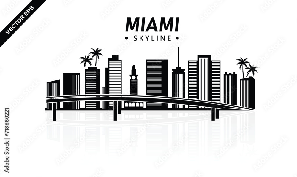 Obraz premium Miami city skyline vector art.