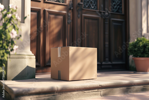 cardboard box near the door, the concept of an online shopping delivery service