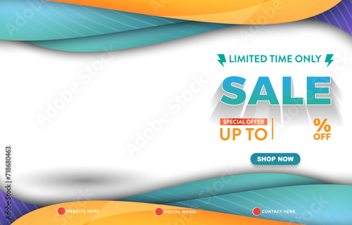 limited sale discount template banner with copy space for product sale with abstract gradient blue and white background design
