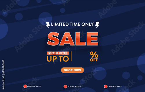 limited sale discount template banner with copy space for product sale with abstract gradient blue background design