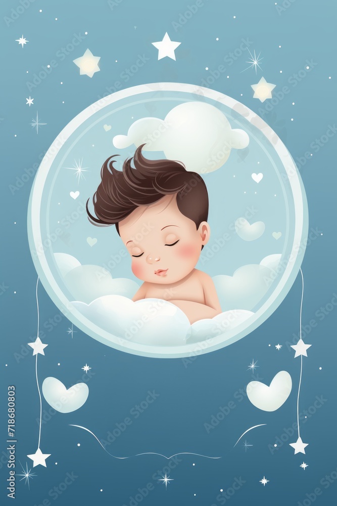 Vertical Vector art for an announcement of a newborn baby boy / baby boy birthday Vertical Vector art for an announcement of a newborn baby boy / baby boy birthday