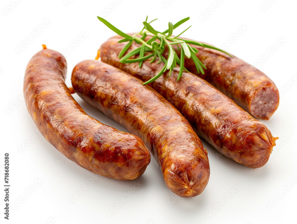 Sausages isolated on white background in minimalist style.
Sausages isolated on white background in minimalist style.