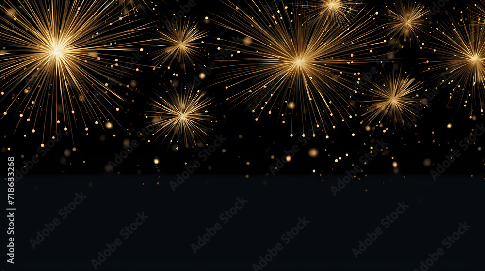 Fototapeta premium Happy New Year, burning fireworks with bokeh light background